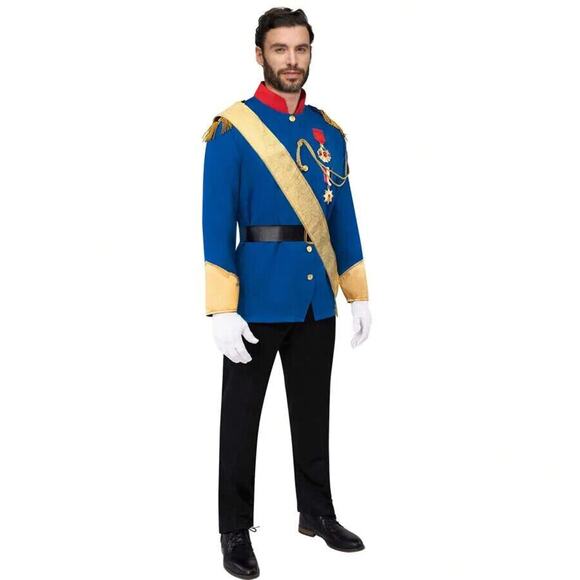 NEW Large Prince Charming Eric Capn Disney Crunch Costume Royal Blue Jacket Men - Picture 1 of 6